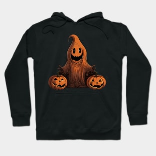 Ghost with Pumpkins: A Halloween Illustration Hoodie